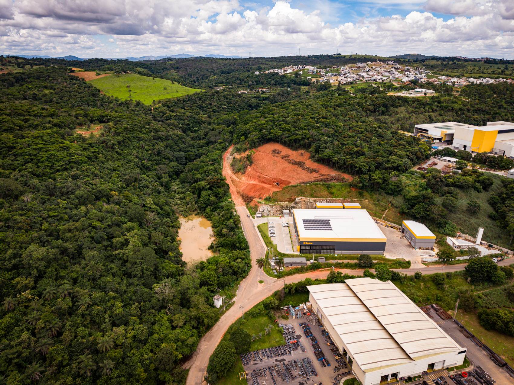 Vista aérea do BTS Epiroc no Distrito Industrial de Vespasiano