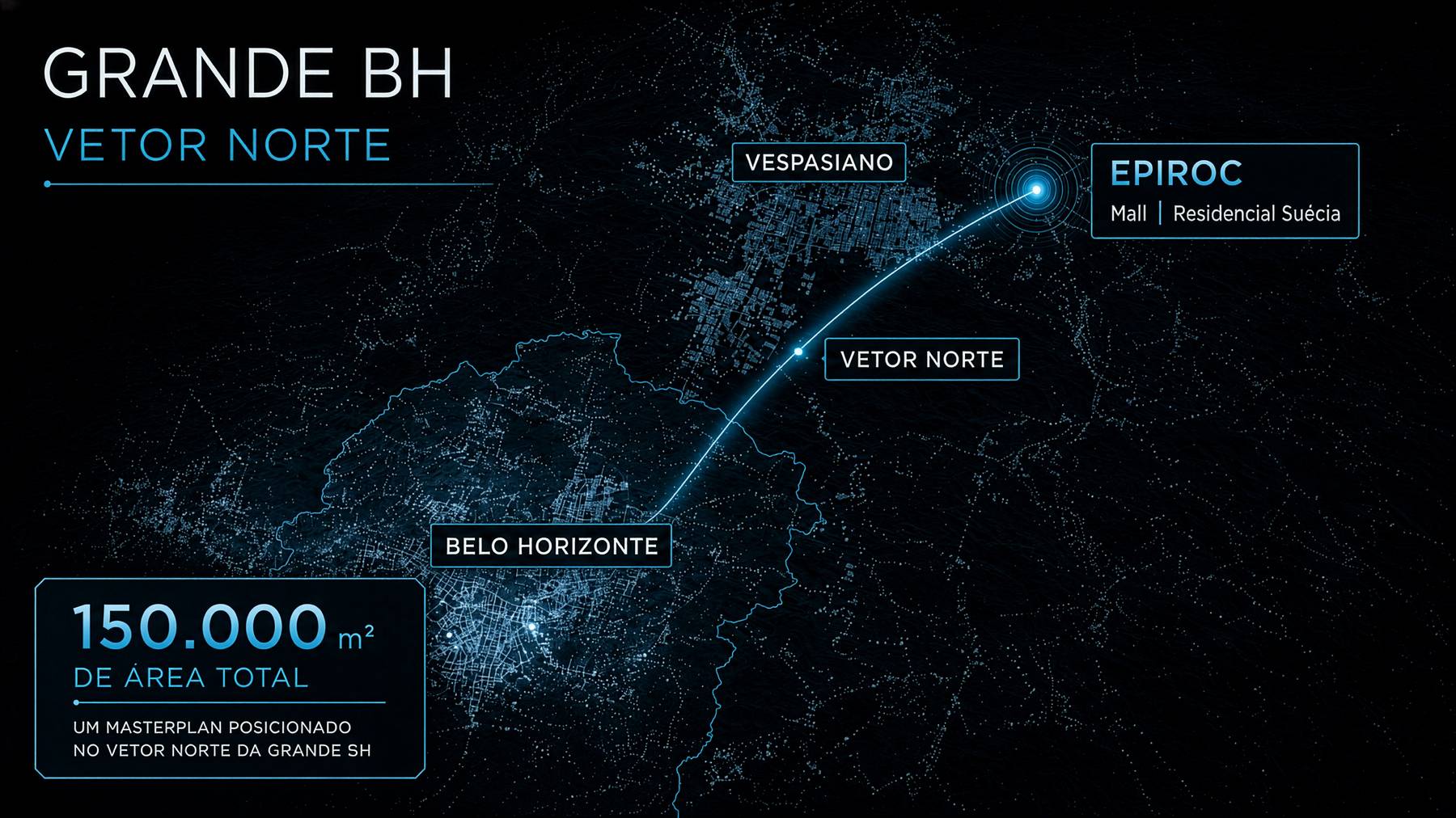 Mapa do Vetor Norte com a localização do BTS Epiroc